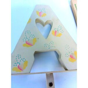 Home Interiors Kids Letter A Single Wall Mounted Coat Hook Heart Butterfly Rose